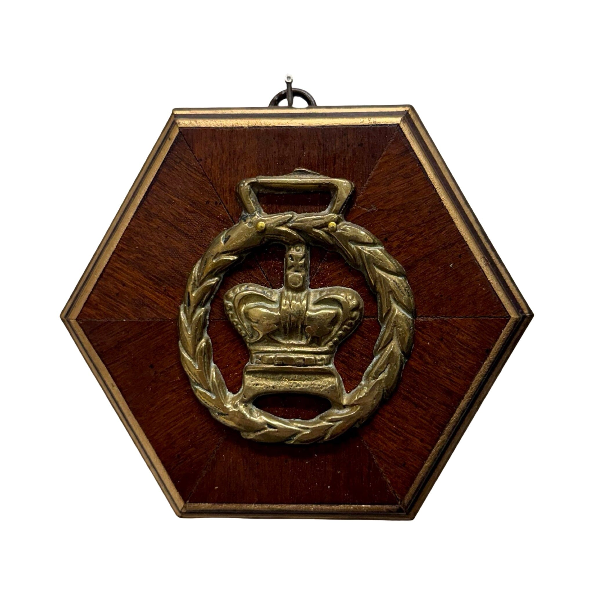 Wooden Hexagon Frame with Crown Horse Brass (#10787 | 5 1/2" x 1") Objet d'Art Museum Bees 