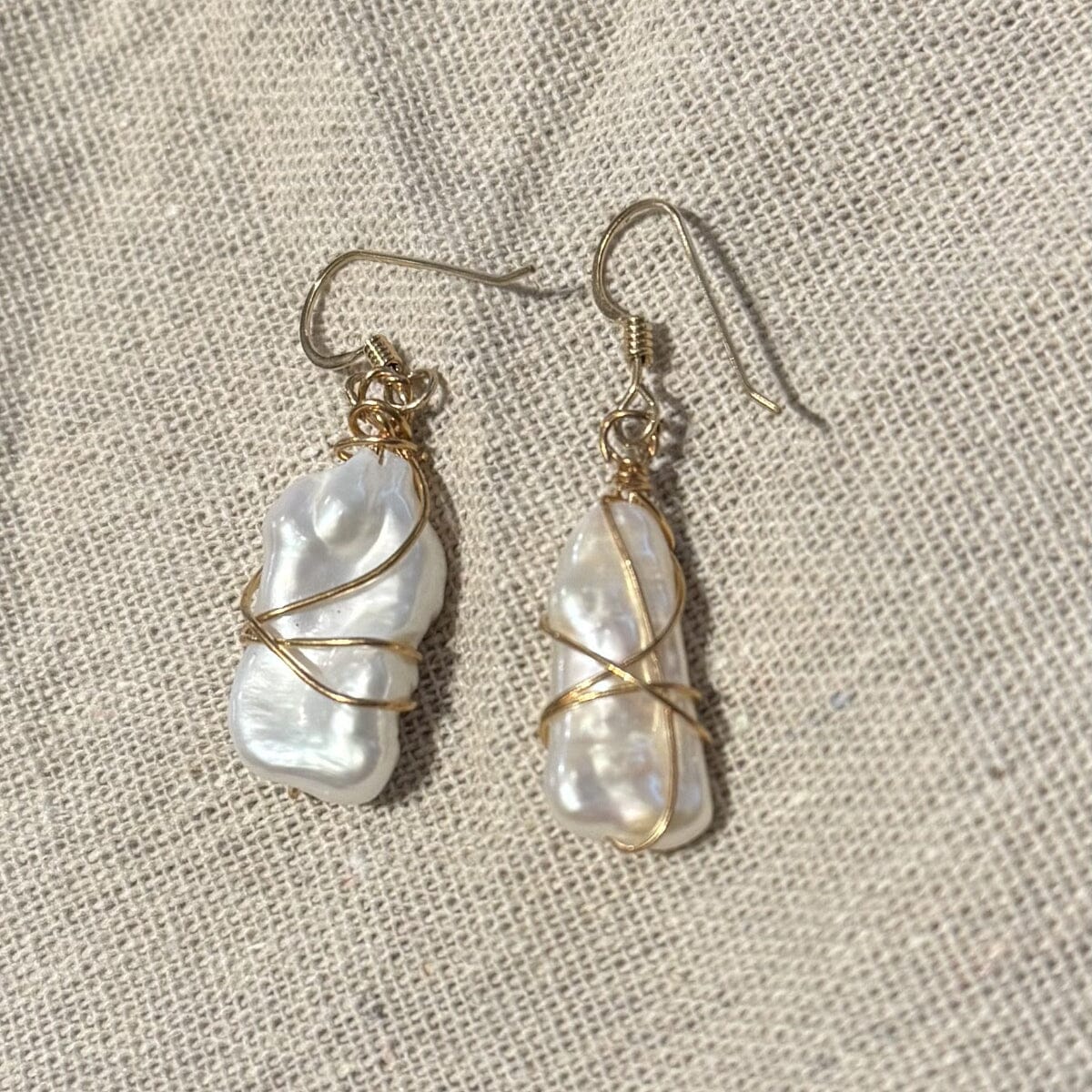 Wrapped Baroque Pearl Earrings Earrings Bittersweet designs 