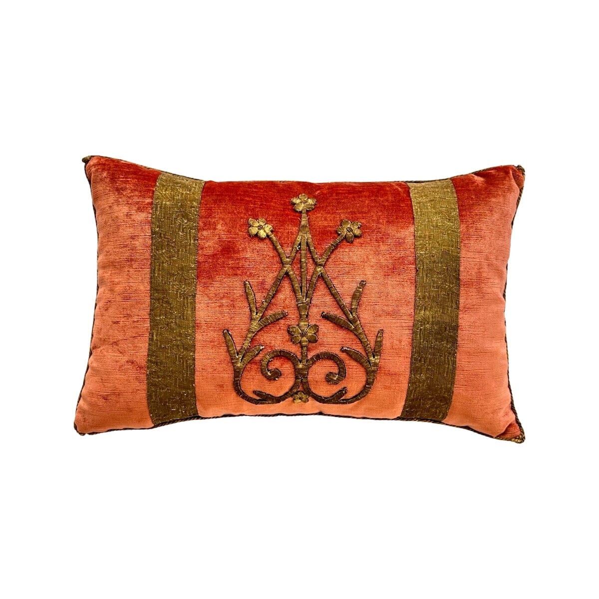 18th C. Antique Ottoman Empire Gold Metallic Pillow (#E050723A&B | 12 1/2 x 19)