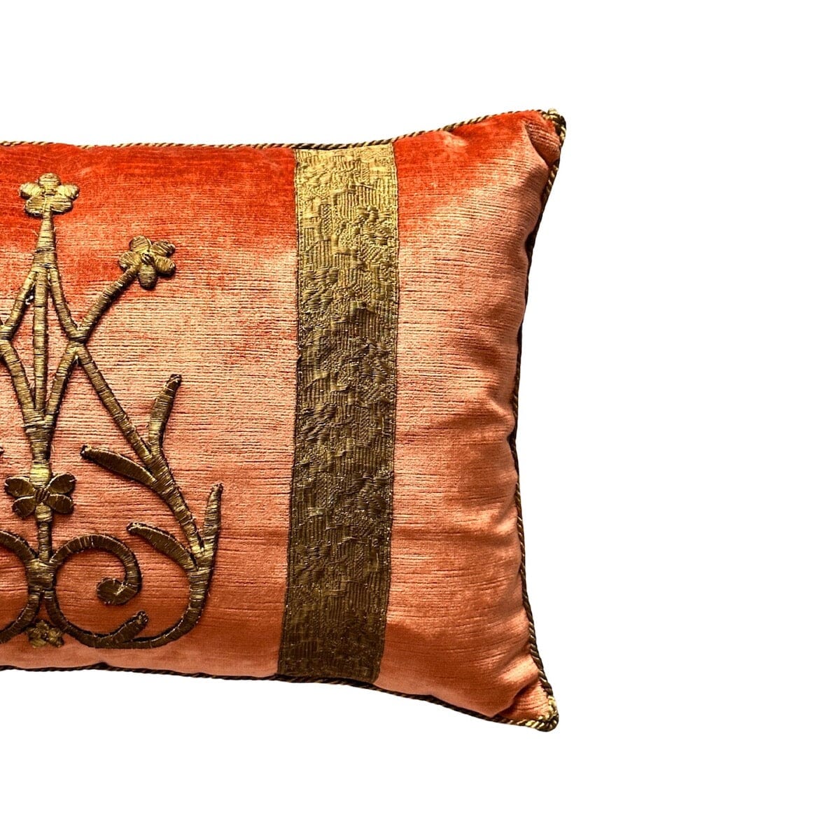 18th C. Antique Ottoman Empire Gold Metallic Pillow (#E050723A&B | 12 1/2 x 19)
