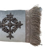 Antique Ecclesiastic Raised Dark Silver Metallic Embroidery (#E090223 | 9 3/4" x 15") New Pillows B. Viz Design 