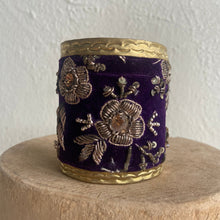 Antique Embroidery Cuff Bracelet | Purple and Gold