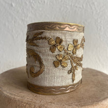 Antique Embroidery Cuff Bracelet | White and Gold