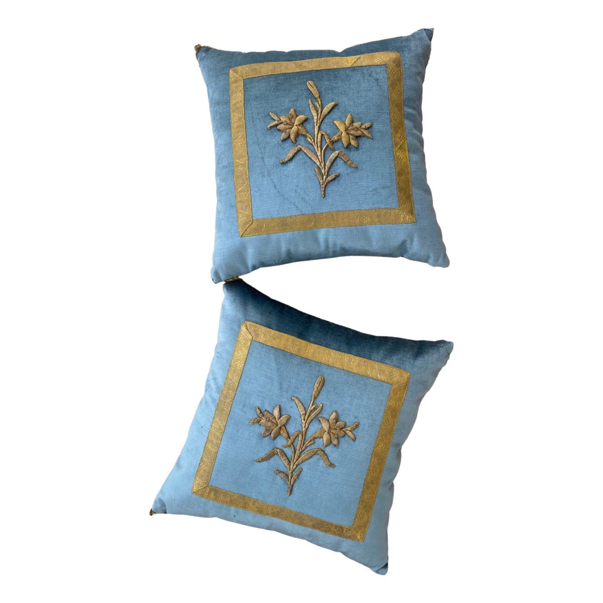 Antique European Raised Gold Metallic Embroidery (#E020323 | 18 x 18') New Pillows B. Viz Design 