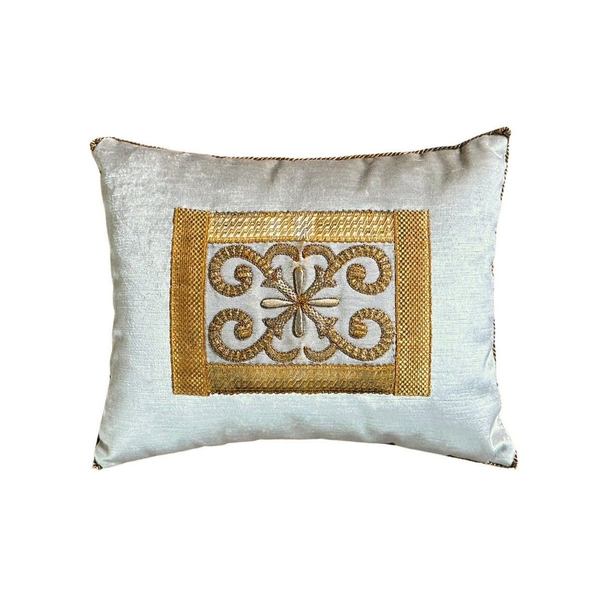 Antique European Raised Gold Metallic Embroidery (#E081223 | 12" x 15") New Pillows B. Viz Design 