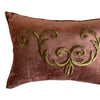 Antique Ottoman Empire Raised Gold Metallic Embroideries on Dusty Rose Velvet (#E062122A&B | 11 1/2 x 17 1/2") Pillow B. Viz Design 