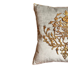 Antique Ottoman Empire Raised Gold Metallic Embroidery (#E010923A&B | 21 x 21