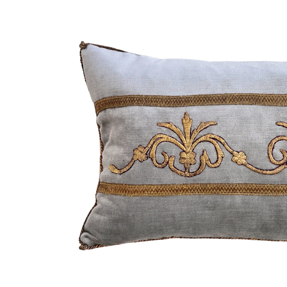 Antique Ottoman Empire Raised Gold Metallic Embroidery (#E021123 | 12 x 23') New Pillows B. Viz Design 