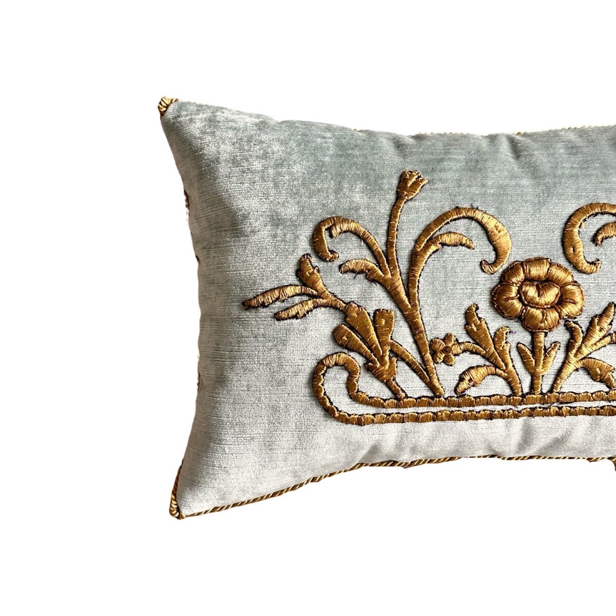 Antique Ottoman Empire Raised Gold Metallic Embroidery (#E031923 | 11 x 18") New Pillows B. Viz Design 