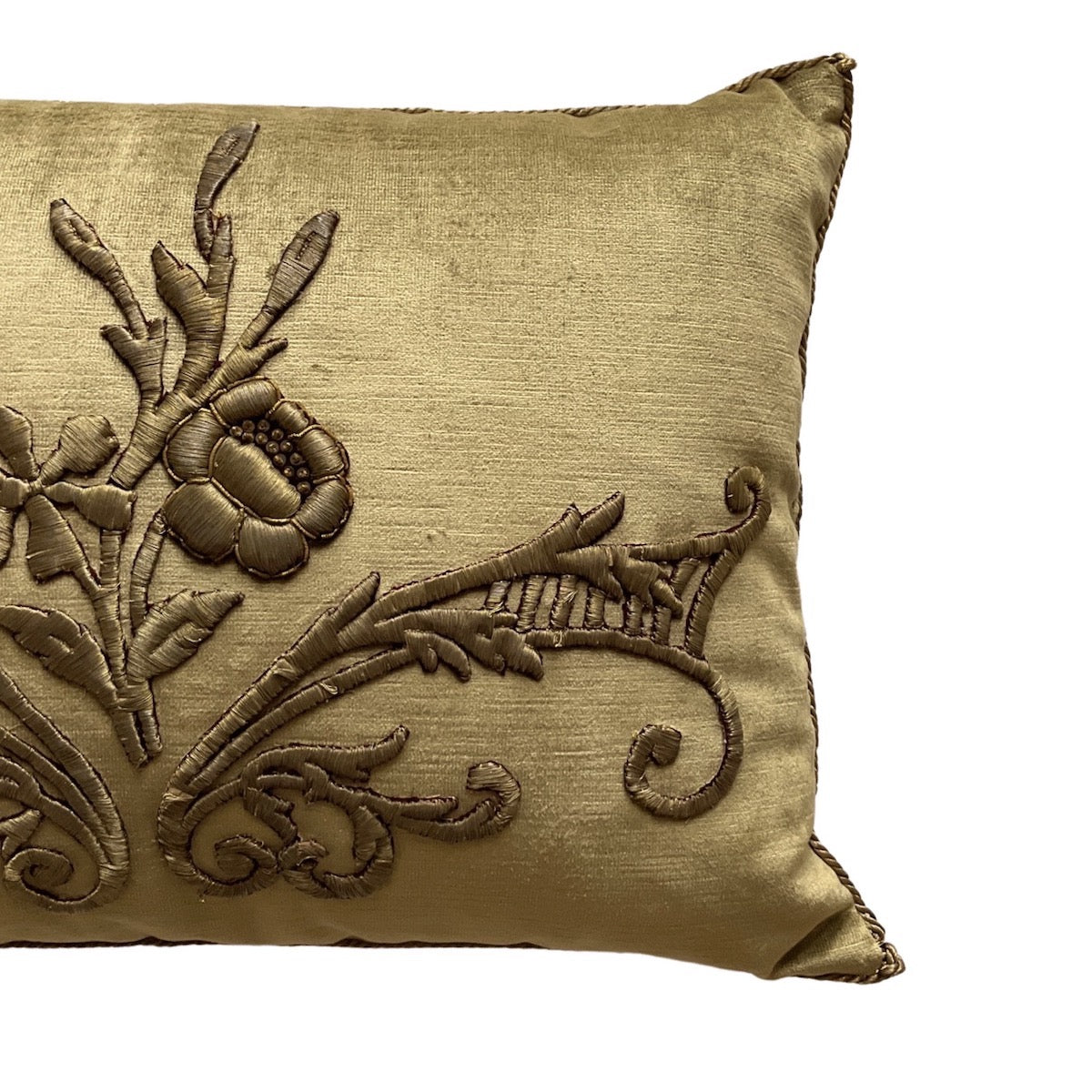 Antique Ottoman Empire Raised Gold Metallic Embroidery (#E040922A&B | 14 x 19") Pillow Pair B. Viz Design 