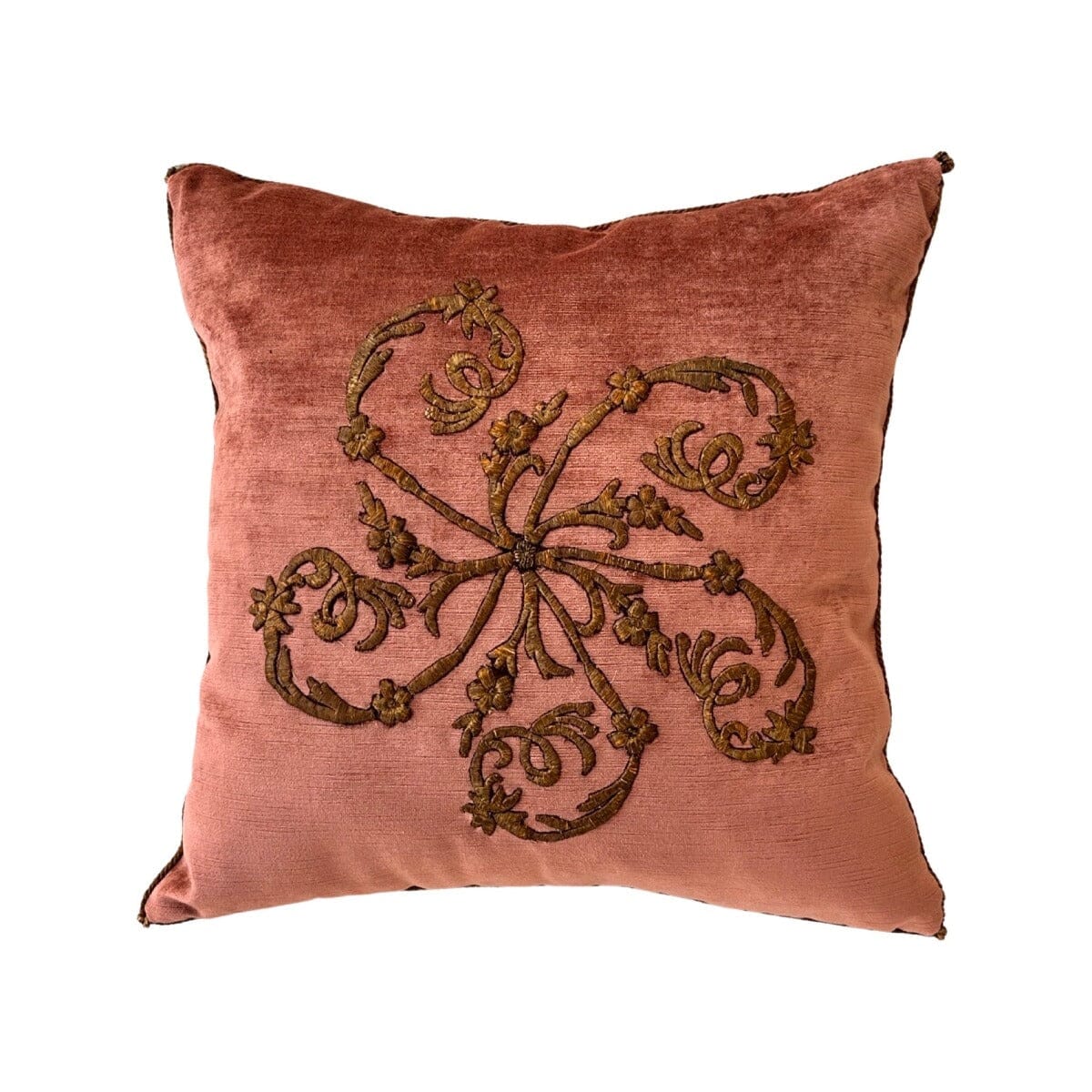 Antique Ottoman Empire Raised Gold Metallic Embroidery (#E112922 | 18 x 18") Pillows B. Viz Design 