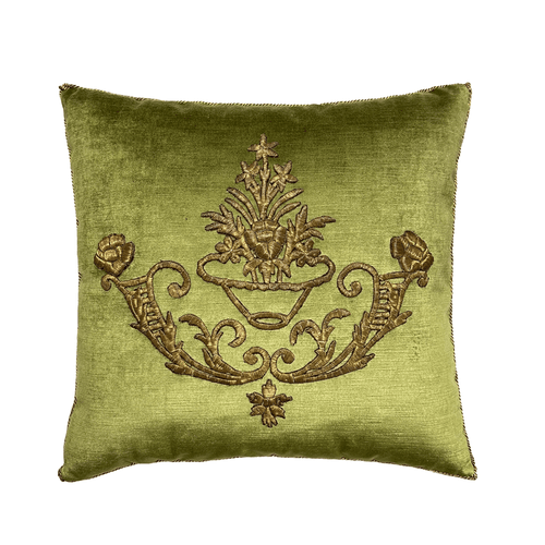 Antique Ottoman Empire Raised Metallic Embroidery (E040923A&B | 20 x 21") New Pillows B. Viz Design 