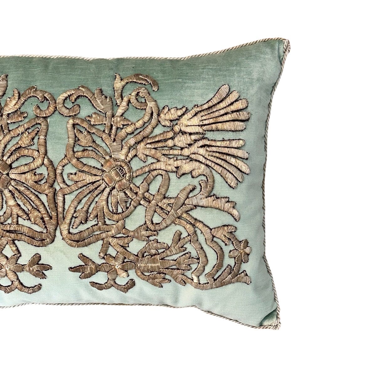 Antique Ottoman Empire Raised Metallic Silver Pillow (#E060123 | 14"x20") New Pillows B. Viz Design 