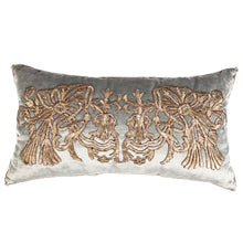 Antique Ottoman Empire Raised Warm Silver Metallic Embroidery (E072721A | 13 x 23 1/2