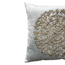 Antique Ottoman Empire Raised Warm Silver Metallic Embroidery (E102922 | 18 1/2 x 18 1/2)