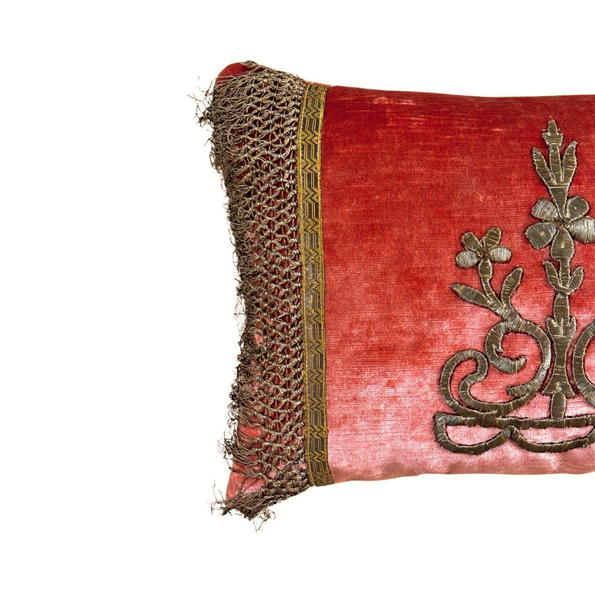 Antique Ottoman Raised Gold Metallic Embroidery (#E071723A&B| 12" x 17") New Pillows B. Viz Design 