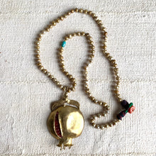 Antiqued Pearl Necklace with Pomegranate Pendant