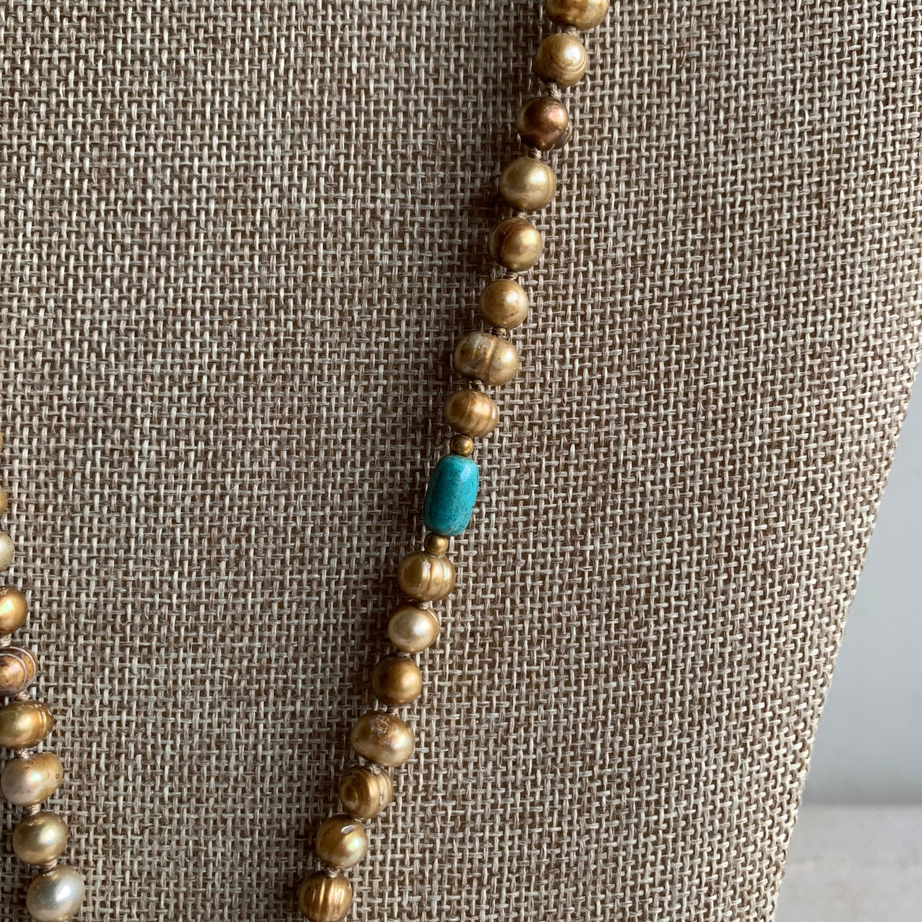 Antiqued Pearl Necklace with Pomegranate Pendant Necklace Tribal Tent 