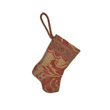 Burgundy / Rust and Gold Handmade Mini Stocking from Fortuny Fabric