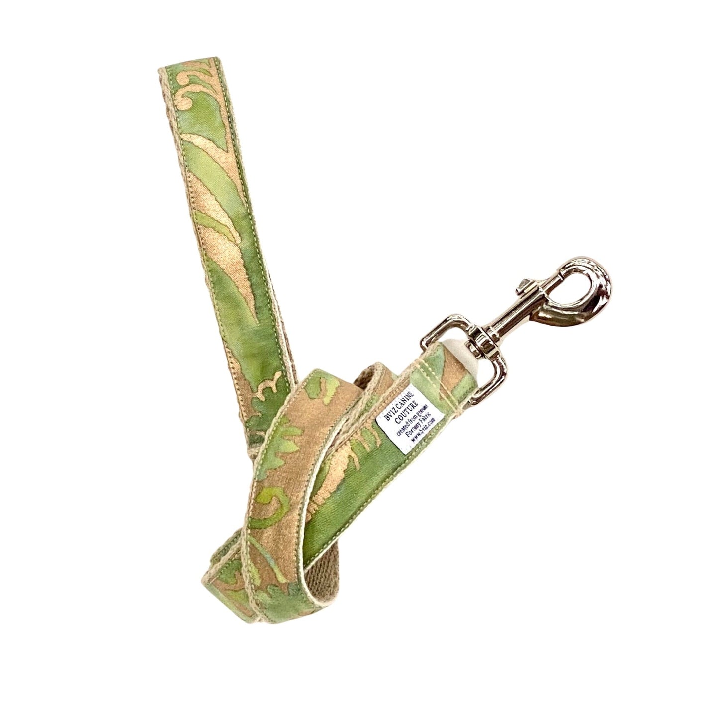 "Canine Couture" (Green & Metallic Gold Dog Leash) B. Viz Design