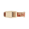 "Canine Couture" (Red / Brick & Metallic Gold) Dog Collar B. Viz Design XS 