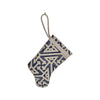 Dark Azure Blue and White Handmade Mini Stocking from Fortuny Fabric, Simboli Ornament B. Viz Design D 