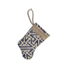 Dark Azure Blue and White Handmade Mini Stocking from Fortuny Fabric, Simboli Ornament B. Viz Design E 