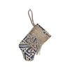 Dark Azure Blue and White Handmade Mini Stocking from Fortuny Fabric, Simboli Ornament B. Viz Design F 