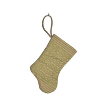 Green and Warm White Handmade Mini Stocking from Fortuny Fabric - Tapa Stripes