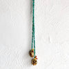 Green Beaded Lariat Necklace with Pomegranate Pendants Necklace Tribal Tent 