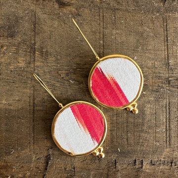 Hand Crafted Ottoman Vintage Textile Earrings - Round