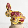 Hand Embroidered Silk Velvet Bunny Rabbit Objet d'Art Anke Drechsel Citrine 