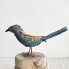 Hand Embroidered Silk Velvet Standing Bird Objet d'Art Anke Drechsel Blue Jay 