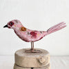 Hand Embroidered Silk Velvet Standing Bird Objet d'Art Anke Drechsel Pale Rose 