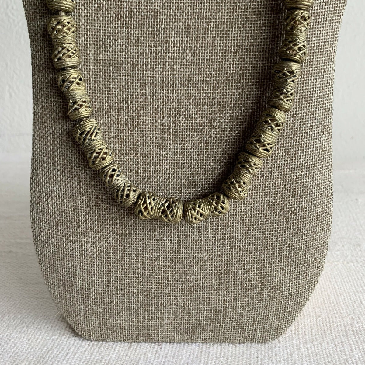 Handmade Ghanaian Brass Beaded Necklace - Small Beads 13" Farafinya African Market Farafinya African Market 