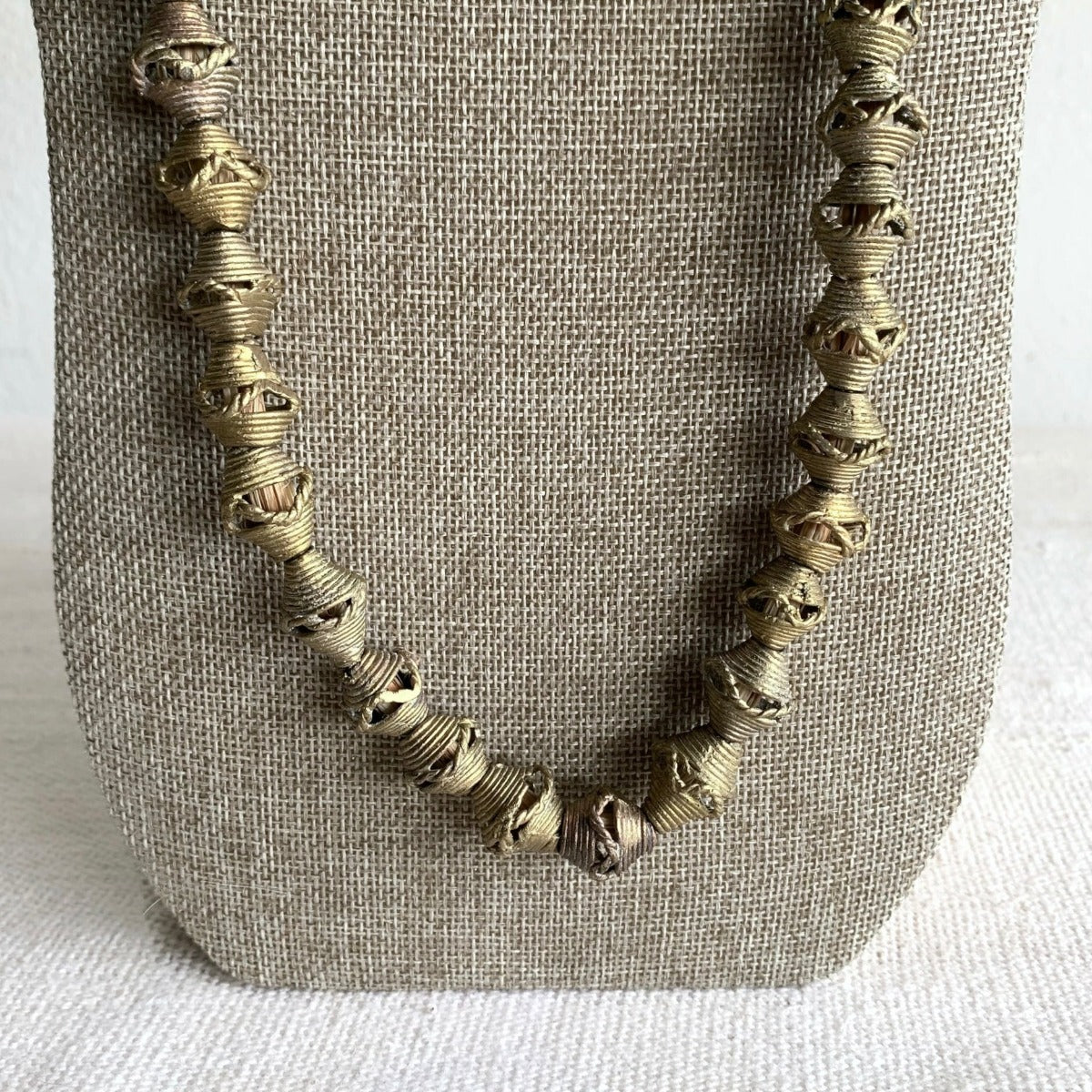 Handmade Ghanaian Brass Beaded Necklace - Small Beads 14" Farafinya African Market Farafinya African Market 