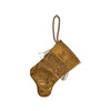 Handmade Mini Stocking from Antique Textiles - Bronze, Gold Ornament B. Viz Design D 