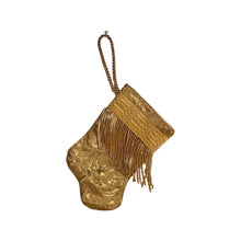 Handmade Mini Stocking from Antique Textiles - Bronze, Gold