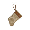Handmade Mini Stocking from Antique Textiles - Ivory, Gold Ornament B. Viz Design A 