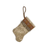 Handmade Mini Stocking from Antique Textiles - Ivory, Gold Ornament B. Viz Design B 
