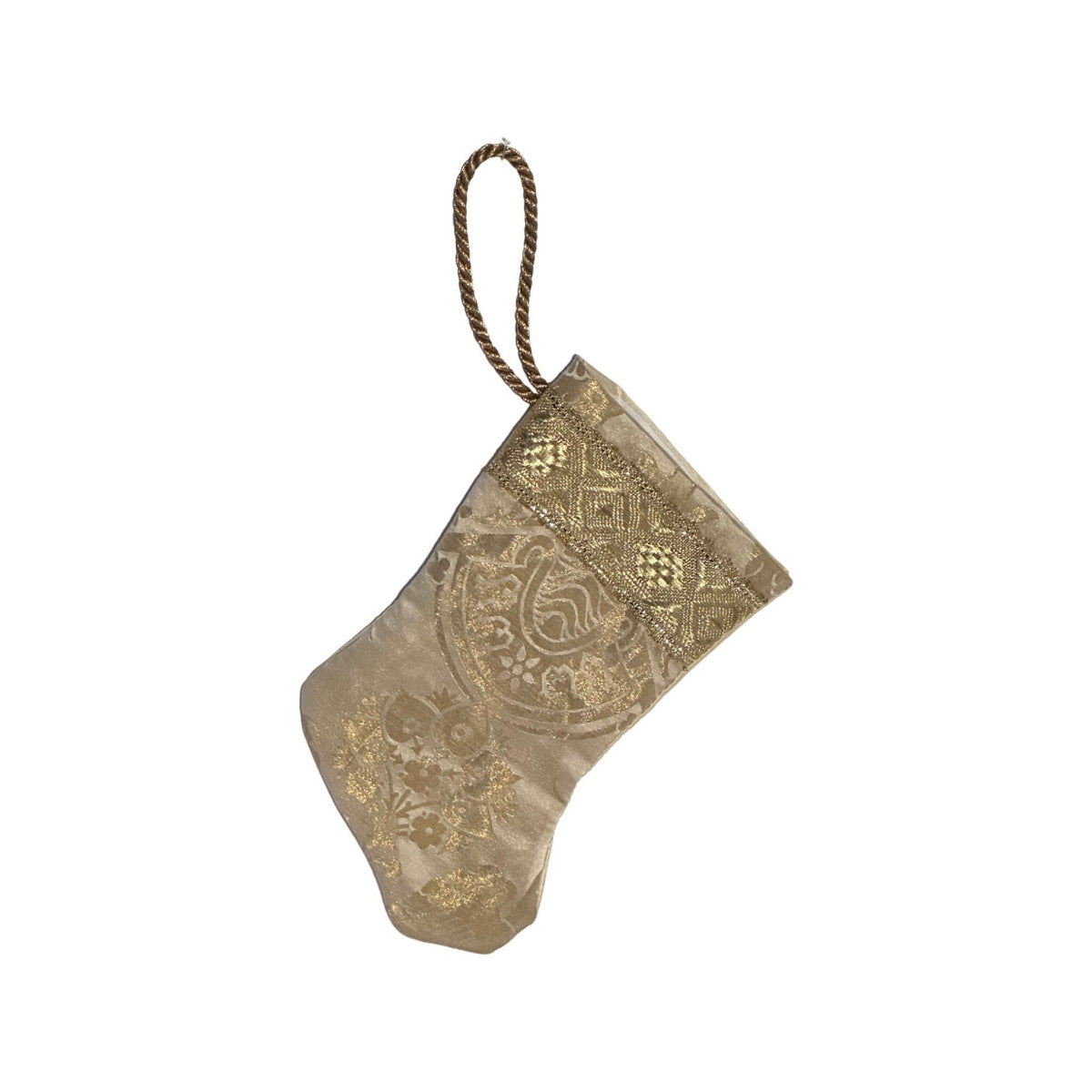 Handmade Mini Stocking From Antique Textiles - Ivory, Gold – B. Viz Design