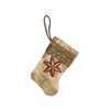 Handmade Mini Stocking from Antique Textiles - Silvery Ivory Gold Ornament B. Viz Design A 