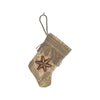 Handmade Mini Stocking from Antique Textiles - Silvery Ivory Gold Ornament B. Viz Design C 