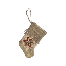 Handmade Mini Stocking from Antique Textiles - Silvery Ivory Gold