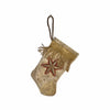 Handmade Mini Stocking from Antique Textiles - Silvery Ivory Gold Ornament B. Viz Design E 