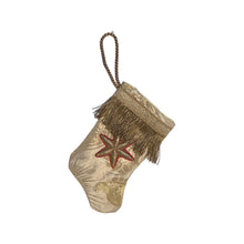 Handmade Mini Stocking from Antique Textiles - Silvery Ivory Gold