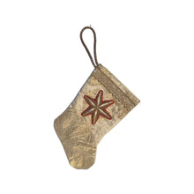 Handmade Mini Stocking from Antique Textiles - Silvery Ivory Gold