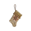 Handmade Mini Stocking from Antique Textiles - Silvery Ivory Gold Ornament B. Viz Design H 