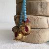 Light Blue Beaded Lariat Necklace with Pomegranate Pendants Necklace Tribal Tent 