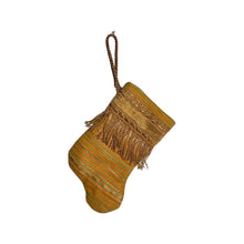 Orange Green and Gold Stripes - Handmade Mini Stocking from Fortuny Fabric - Malmaison